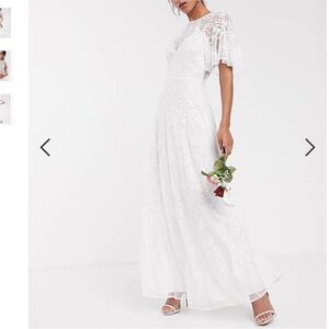 ASOS White Flutter Sleeve Wedding Dress